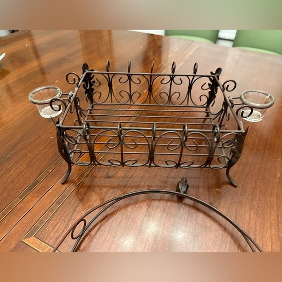 Southern Living at Home Bronzed Wrought Iron Raised Decorative Caddy/Basket - Picture 4 of 13